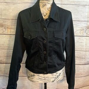 Katherine Hamnet Jeans Style Jacket Black Logo Buttons Cotton